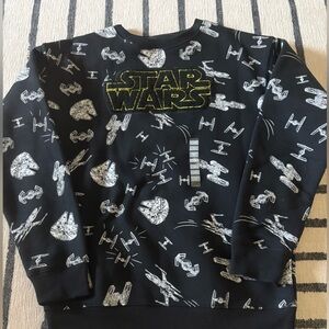 Star Wars Black Sweatshirt with Yellow Logo and White Ship Print